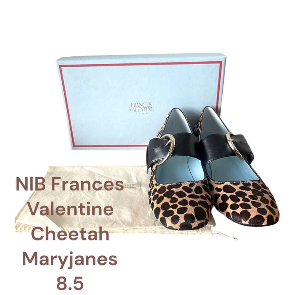 NIB Frances Valentine Katy Haircalf Cheetah Maryjanes Size 8.5